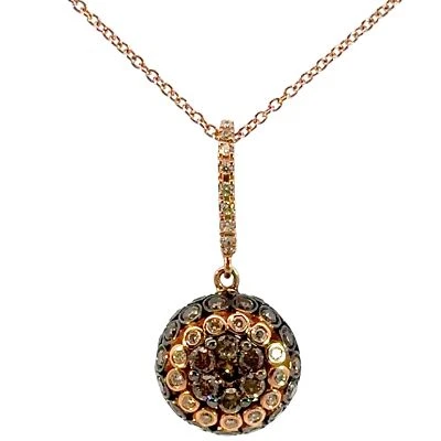 Colgante de diamantes y chocolate Le Vian de oro rosa de 14 quilates cadena de 18 pulgadas - J028 Foto 1 de 4