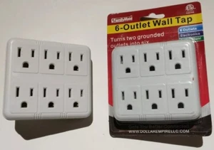 6-Outlet Wall Plug Adapter, Grounded, Indoor, Cordless Adapter - Picture 1 of 2