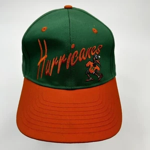 Vintage University of Miami Hurricanes Snapback Mütze orange grün bestickt - Bild 1 von 7