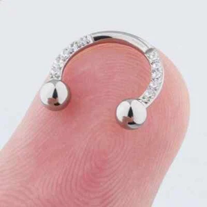 Anillo Circular 16G Titanio Frontal Gema Pavimentada Circonita cúbica Nariz de Herradura Tabique Daith Tragus - Imagen 1 de 4