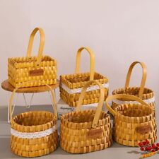 with Handle Handheld Woven Flower Basket Imitation Rattan Braid Baskets