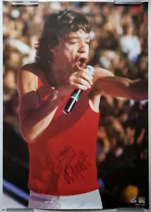 Rare MICK JAGGER Signed Large 1980's Rolling Stones Concert Photo Poster PSA BAS - Picture 1 of 12