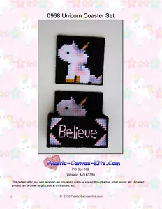 Einhorn Untersetzer Set - Kunststoff Leinwand Muster oder Kit - Bild 1 von 1