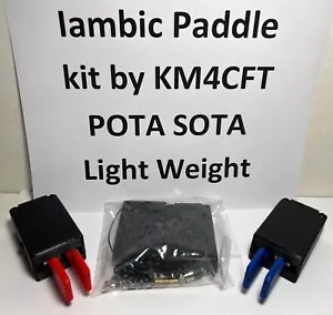 KM4CFT Iambic paddle KIT CW Morse code with RED or BLUE levers, magnets in base - Picture 1 of 7