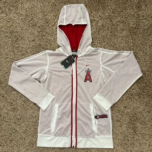 Nike Dri-Fit LA Angels Full Zip Hoodie NEW Women's M White Red Mesh MLB Logo - Picture 1 of 12