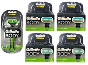Gillette Body Razor Handle + 9 Gillette Body Powerglide Cartridges - Picture 1 of 1