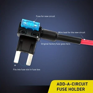 10-Pack Small Fuse Holder Add-A-Circuit TAP Adapter Kit with 16AWG Wire - Picture 1 of 7