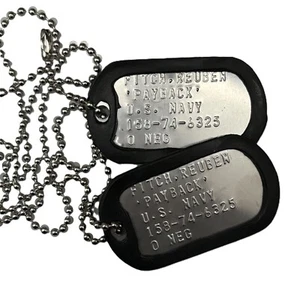 DogTag Piastrine Militari Inox con incisione Top Gun PAYBACK DogTags - Foto 1 di 7