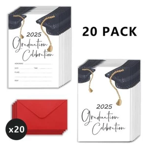 20pcs graduation invitation cards for 2025 school graduation celebration." - Picture 1 of 6