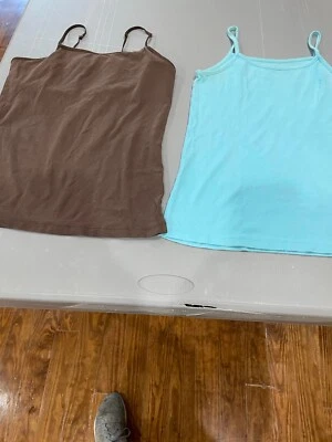 Camisetas sin mangas/camisola para niñas - marrón y azul claro - talla L 14/16 - Lote de 2 Foto 1 de 4