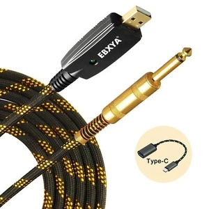 USB-Gitarrenkabel USB zu 635 mm Gitarren-Interface USB zu TS 1/4 Gitarren-Kli... - Bild 1 von 8