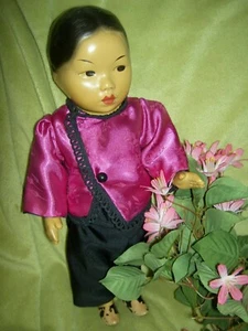 Very RARE, composition, Oriental Asian, HOO CHOY Chinese doll, lovely clothing - Picture 1 of 11