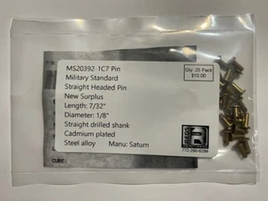 MS20392-1C7, Military Standard Pin, 25/pk, New Surplus - Bild 1 von 3