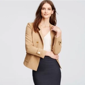 Ann Taylor – Größe 16 camelbeige zweireihige Jacke mit Stehkragen 169,00 $ - Bild 1 von 4
