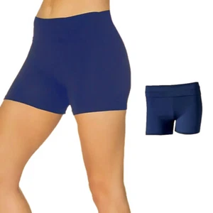 HIGH WAIST POLEDANCING SHORTS SOFT YOGA RUNNING NAVY BLU SIZE 6 8 10 12 14 16 18 - Picture 1 of 5