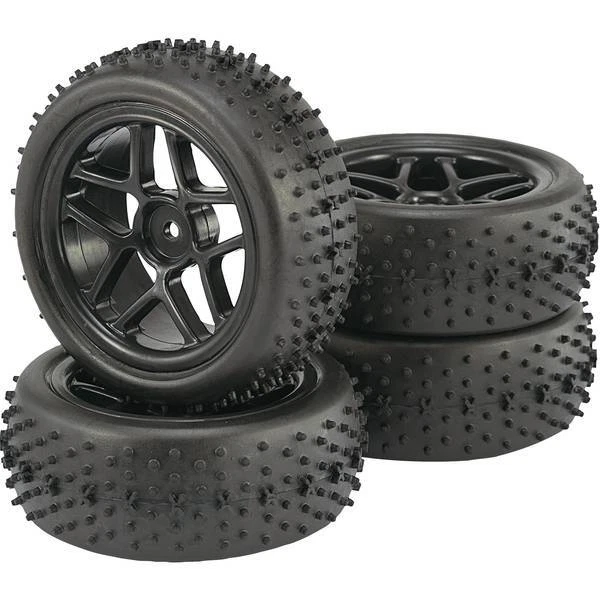 Ruote complete 1:10 buggy reely punta 5 doppi raggi nero 2 pz - Immagine 1 di 1