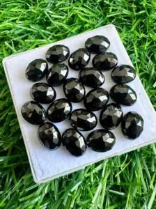 Natural Black Spinel 6x8mm Oval Rose cut 20 Pieces Lot Flat Faceted Cabochons#S5 - Picture 1 of 4
