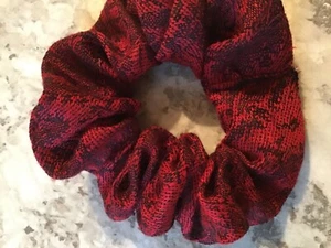 Red black pashmina scarf scrunchie Christmas HAIR ELASTIC stocking stuffer bsco - Picture 1 of 1