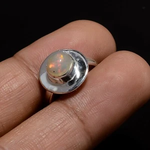 Natural Ethiopian Fire Opal Gemstone Ring 925 Solid Sterling Silver Jewelry/RR20 - Picture 1 of 5