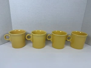 Fiesta Daffodil Yellow Tom Jerry Ring Handle Coffee Fiestaware Mug SET OF 4 F145 - Picture 1 of 8