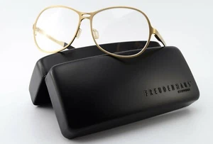 FREUDENHAUS Brille Hausmarke 1 GLD 58-13 135 Titanium Gold Lady Oversize +Case - Foto 1 di 12