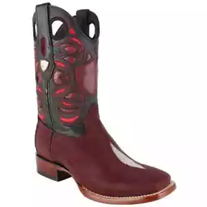 Bota para hombre Wild West Stingray piedra única borgoña punta rancho 28241206 - Imagen 1 de 4