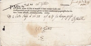 Österreich 1748 Fuhrmannsbrief des Spediteurs Pestalozzi aus Chiavenna - Bild 1 von 2