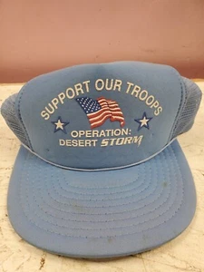 Vintage 1991 Support Our Troops Operation Desert Storm blau Mesh Snapback Mütze - Bild 1 von 3