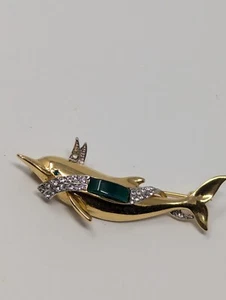 Vintage Gold Dolphin Brooch - Picture 1 of 3