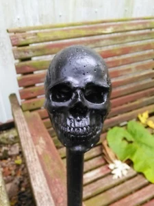 SKULL HEAD - Metal Handled - Halloween Cane Staff - 40" - Picture 1 of 3
