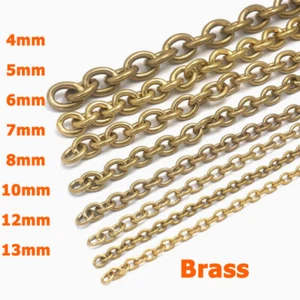 4-13mm Width Solid Brass Chain Necklace Jewelry Bags Craft Chain Sold Per Meters - Picture 1 of 5