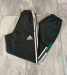 Adidas Y2K Baggy Tracksuit Bottoms Joggers / Size M / Black Green / Vintage 