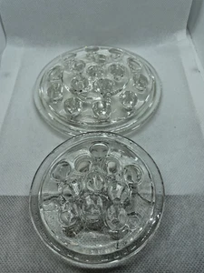 2 Clear Glass Flower Frogs for Floral Arranging Stems 16 Hole 5" & 11 Hole 3.5" - Picture 1 of 5