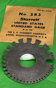 Starrett No. 283 US Standard Gauge Sheet & Plate Iron & Steel Gage 0-36 VG++! - Picture 1 of 1