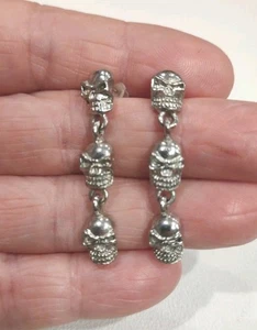 Pendientes de calavera colgantes perforados Halloween ST, 1,5", D15 - Imagen 1 de 4
