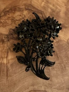 Spilla fiore sfaccettato nero spilla spray floreale vintage 2" - Foto 1 di 5