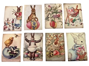 Vintage Stil Frohe Ostern Gruß Postkarten Urlaub Eier Hase Blumen 4x6 NEU - Bild 1 von 10