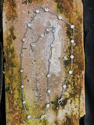 Collar diamantes por yarda en paladio 25 diamantes redondos 1,88 ct tw vintage Foto 1 de 4