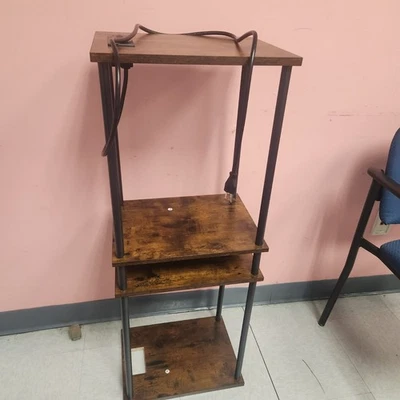 4 Tier Table with Charging Station Rustic Brown,No Screw to Charging Cable,  - Image 1 of 4
