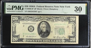 $20 1950A Star Federal Reserve Note New York Fr#2060-B PMG 30 VF - Picture 1 of 2