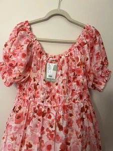 H&M Blumen Bauern Boho Maxikleid Gr. L Empire Taille Puffärmel Neu mit Etikett - Bild 1 von 10