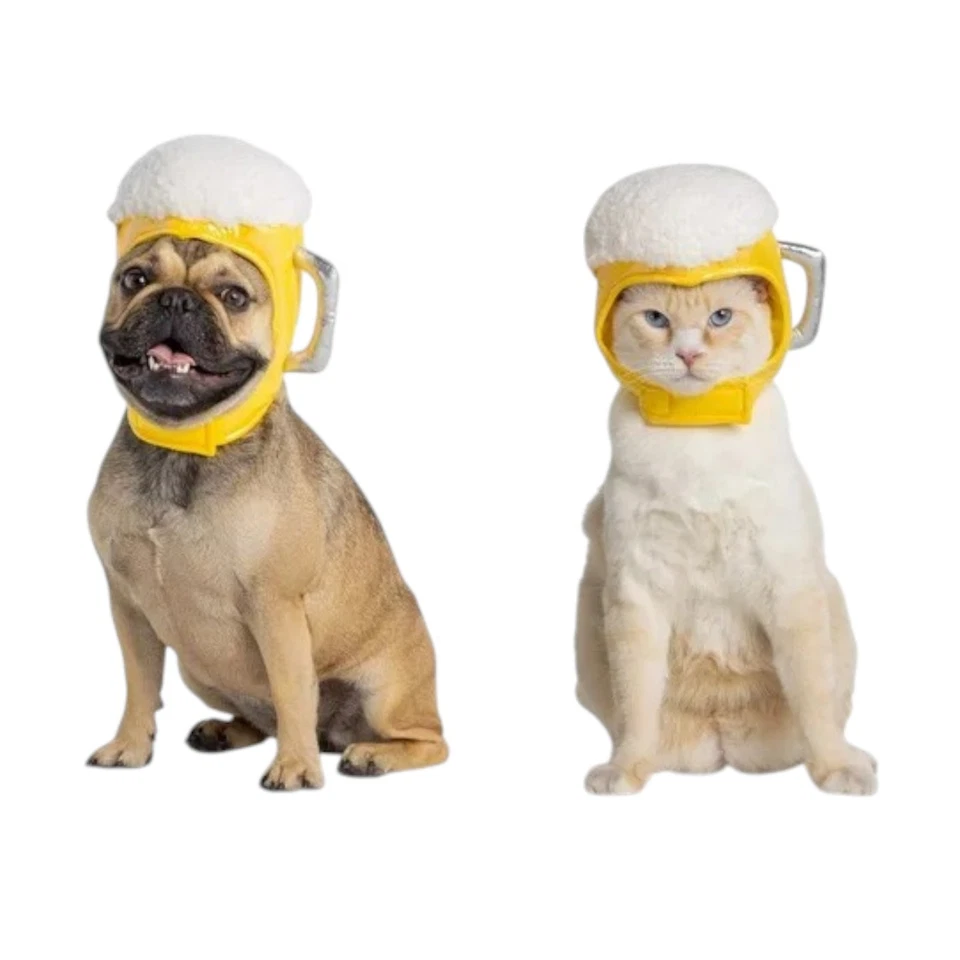 Острые ощущения и озноб пиво кружка головной убор домашних животных шляпа костюм Хэллоуин собаки кошки размер L/XL - Изображение 1 из 4