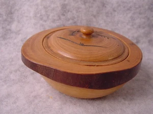 Antique Hand Carved Asian Wood Dipping Bowl - Picture 1 of 2
