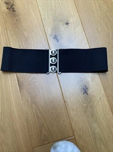 VINTAGE Black Elasticated Wide Cinch Belt 1990s - Picture 1 of 2