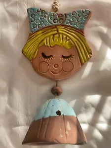 California Pottery Pacific Stoneware Vintage Ceramic Girl Bell Wind Chime 70s - Picture 1 of 12