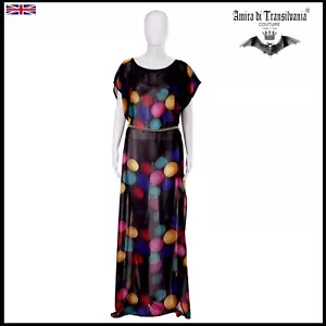 woman clothing elegant kaftan black polka dot silk dress couture fashion brand m - Picture 1 of 24