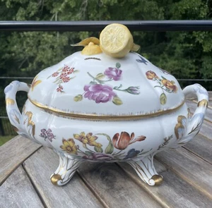 Vintage Chelsea House Footed Porcelain Lidded Tureen With Serving Platter - Picture 1 of 14