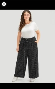 BLOOMCHIC 18-20 2x plus polka dot belted metal detail pants 18-20/2x - Picture 1 of 3