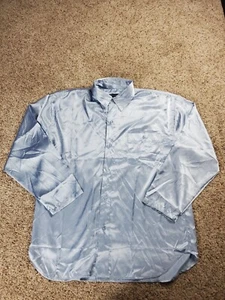 Intimo Pajama Shirt Large Mens Button Up Long Sleeve Silky Shiny NWT - Picture 1 of 9