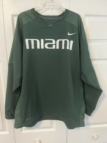 University Of Miami Jacket Mens XXL Green White Nike Pullover Windbreaker Cover